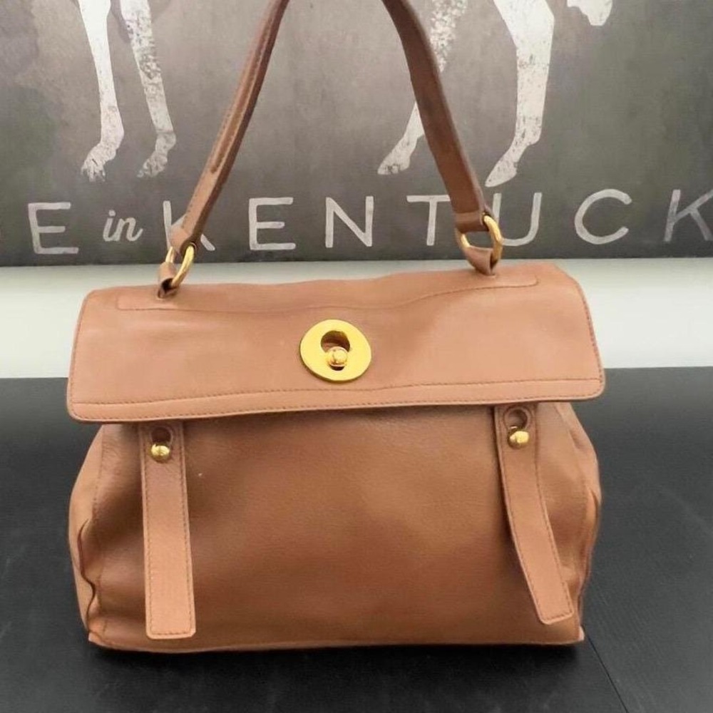 Yves Saint Laurent Muse Two Satchel Tan Leather Gold Hardware Medium